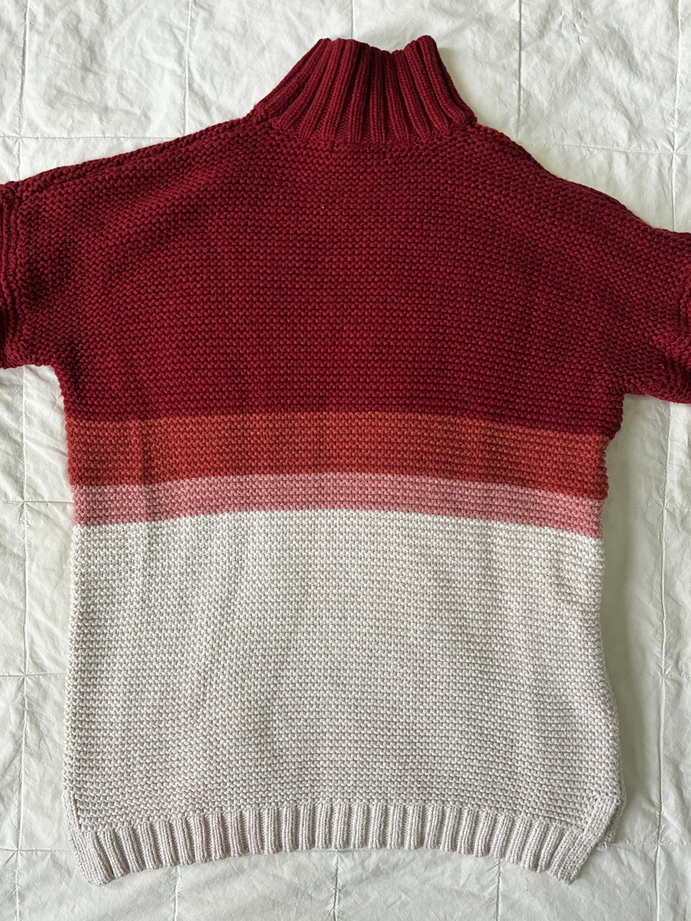Marine Layer Colorblock Turtleneck Sweater Red Pink Cream Size S - Picture 3 of 5